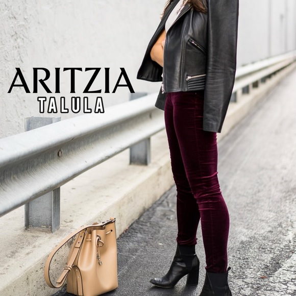 ARITZIA Talula low rise velvet Manhattan burgundy legging pants xxs - Picture 2 of 7